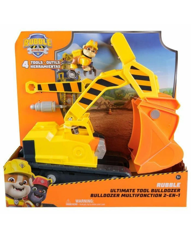 Spin Master Rubble action figure from PAW Patrol toy set, detailed plastic figure with construction helmet and uniform.