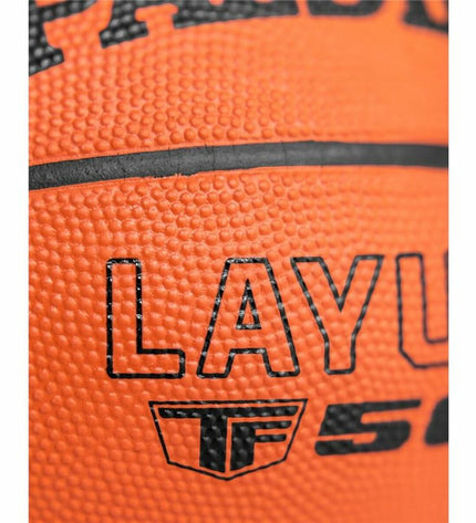 Spalding Layup TF-50 multicolour basketball for sports and outdoor play, featuring colorful design and durable grip.