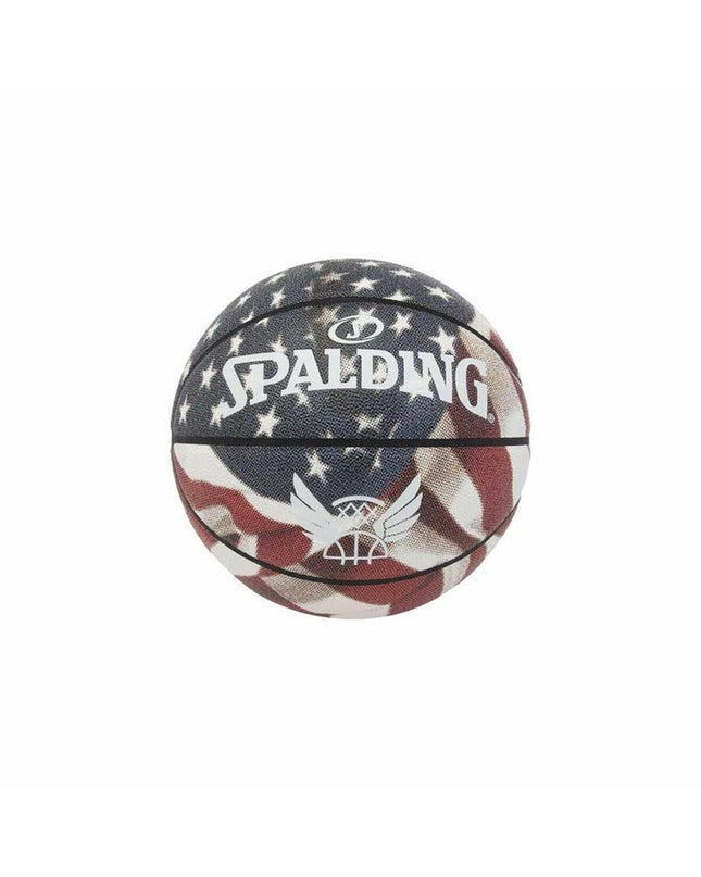Spalding Trend Stars Stripes multicolour basketball for outdoor sports, featuring vibrant star and stripe design.