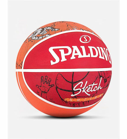 Spalding Sketch Dribble Rubber Basketball, size 7, outdoor sports ball with natural rubber surface for basketball play.