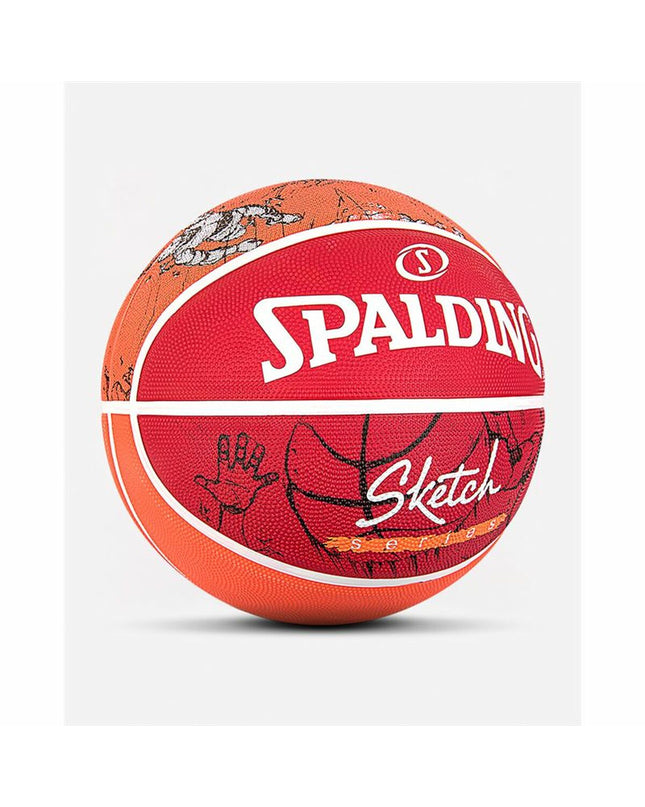 Spalding Sketch Dribble Rubber Basketball, size 7, outdoor sports ball with natural rubber surface for basketball play.