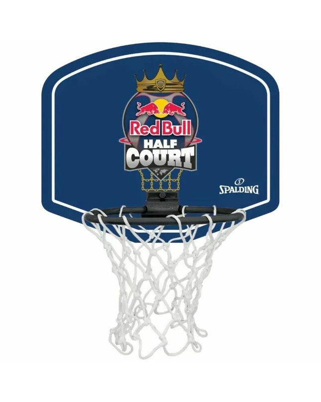 Spalding basketball with red and blue colors, suitable for sport and outdoor play, featuring the brand logo on the ball.