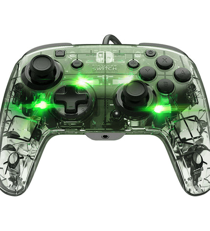 PDP Afterglow Deluxe+ Xbox One remote control, wireless game controller with colorful backlit buttons on a black background