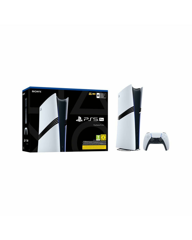 Sony PlayStation 5 Pro digital gaming console with 2TB storage, sleek black design, and multiple ports for plug-and-play gaming.