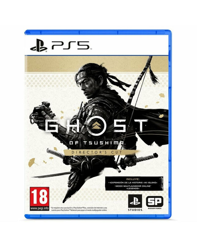 PlayStation 5 Sony Ghost of Tsushima Director's Cut video game for electronic plug-and-play console, featuring game cover art.