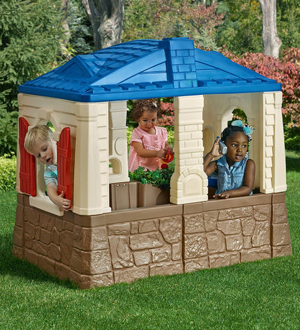 Step 2 Neat & Tidy Cottage toy house for children, colorful playhouse with windows and door, outdoor playset for kids.