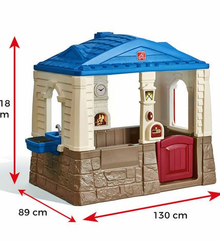 Step 2 Neat & Tidy Cottage toy house for children, colorful plastic playhouse with windows and door, outdoor play structure.