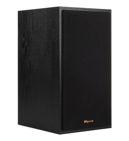 Black Klipsch KL1066234 speakers for audio and hi-fi systems, showing the sleek design and front grille of the electronic audio equipment.