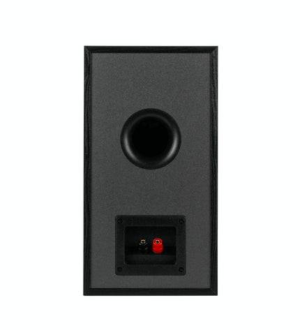 Black Klipsch KL1066234 speakers for audio and hi-fi equipment, showcasing their sleek design and compact form.