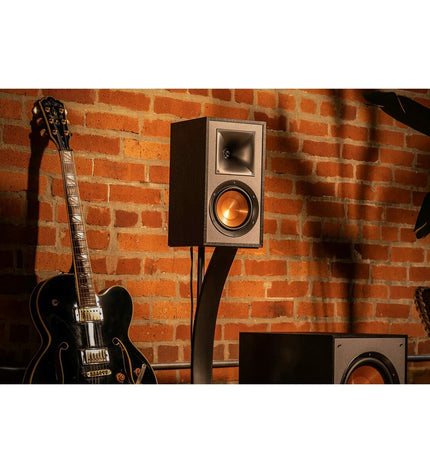 Black Klipsch KL1066234 speakers for audio and hi-fi systems, featuring sleek design and high-quality sound output.