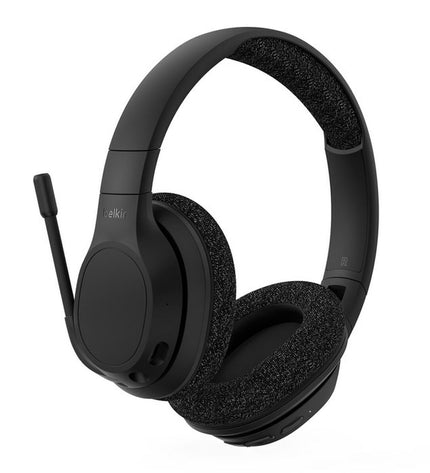 Belkin SoundForm Adapt Bluetooth headset with microphone, designed for plug-and-play gaming consoles and electronic devices.