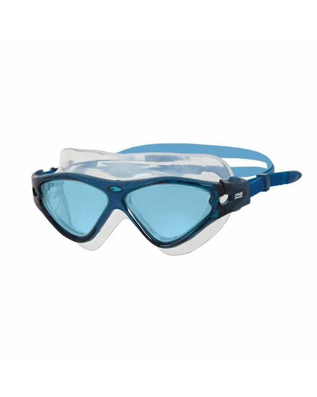 Zoggs Tri-Vision swimming goggles in assorted blue, waterproof sports eyewear for outdoor watersports, one size fits most.