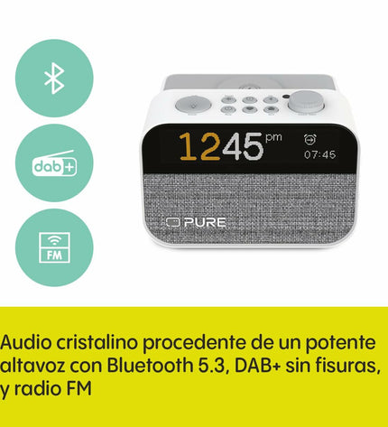 Pure PURE MOMENT radio alarm clock with digital display and sleek design, part of electronic audio and hi-fi equipment.