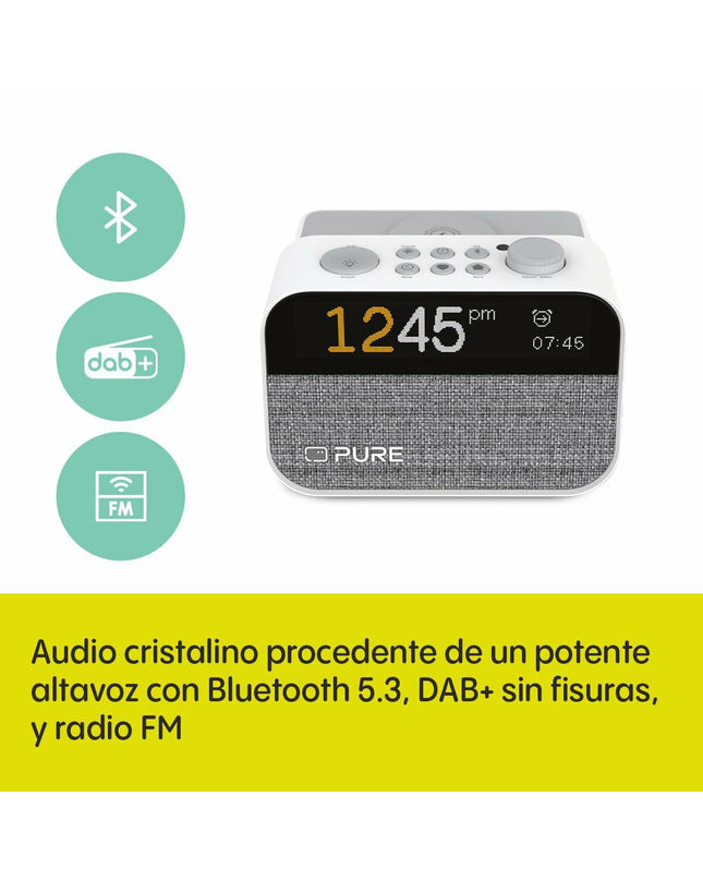 Pure PURE MOMENT radio alarm clock with digital display and sleek design, part of electronic audio and hi-fi equipment.