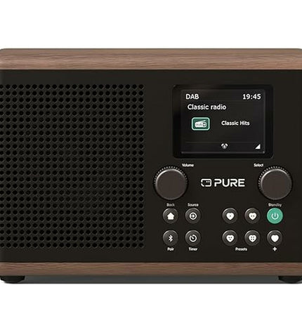 Marshall H4 radio in black with control knobs and display, part of electronic audio and hi-fi equipment.