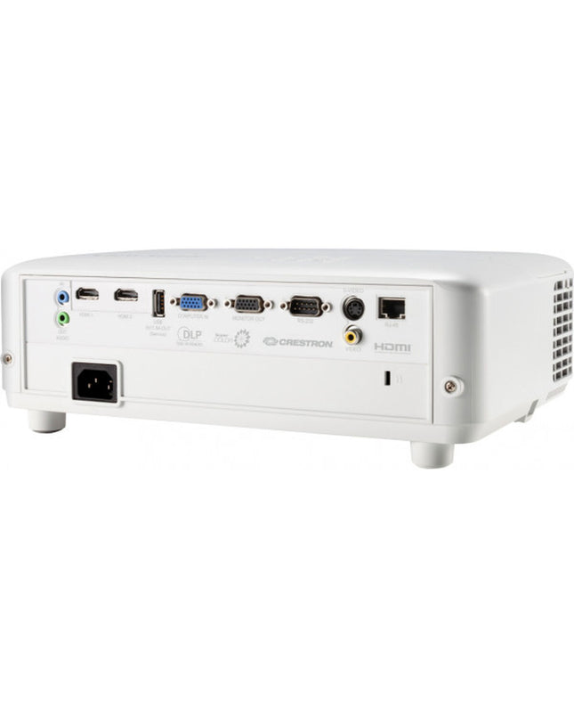ViewSonic PG706HD projector displaying a bright full HD image with 4000 lumens, compact electronic device for home theater and presentations.