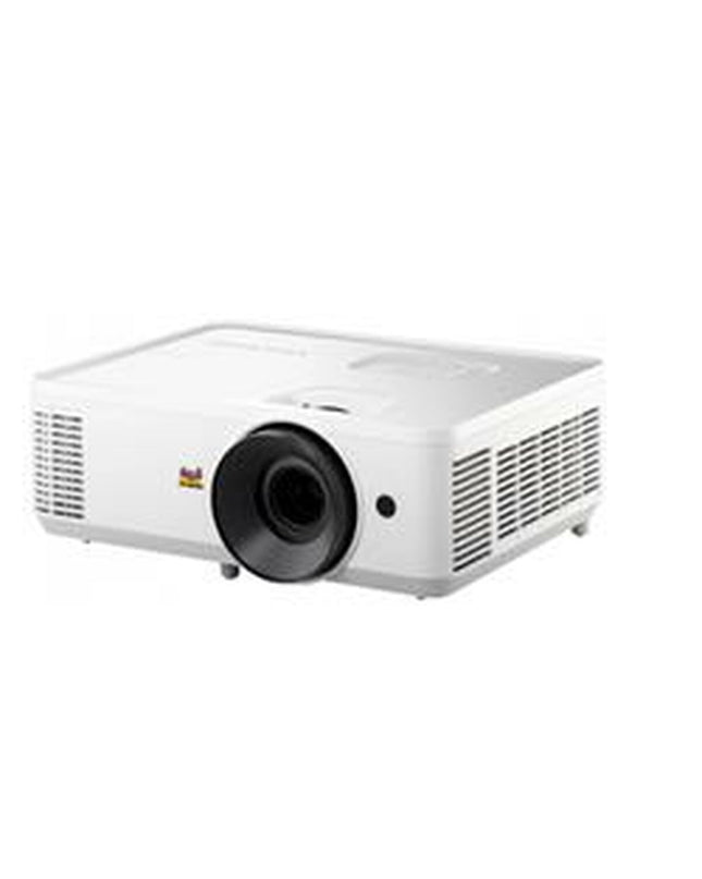 ViewSonic PA700W Full HD WXGA projector displaying bright, clear image in a home cinema setup with control panel visible.