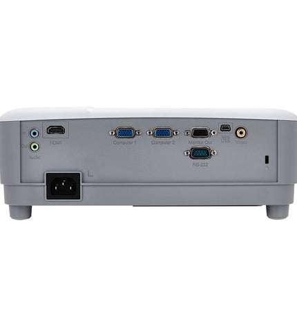 ViewSonic projector showing a bright SVGA display with 3600 lumens, ideal for home theater and electronic video setups.
