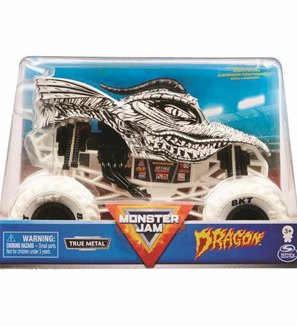 Colorful Monster Jam toy vehicle, large size, with detailed design, part of the Monster Jam toy and game vehicle collection.