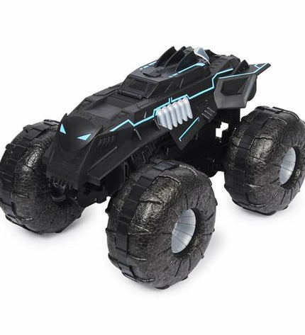 Batman remote control Batmobile toy, all-terrain police car with Batman branding, designed for kids' play and imaginative adventures.