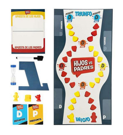 Spin Master Bordspel Hijos vs Padres with 206 onderdelen, colorful game pieces on a 26.99x26.99x5.4 cm game board.