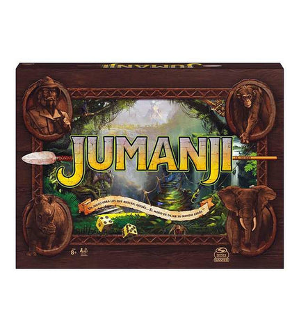 Spin Master Jumanji board game with colorful game pieces and game board, suitable for family fun and strategic gameplay.
