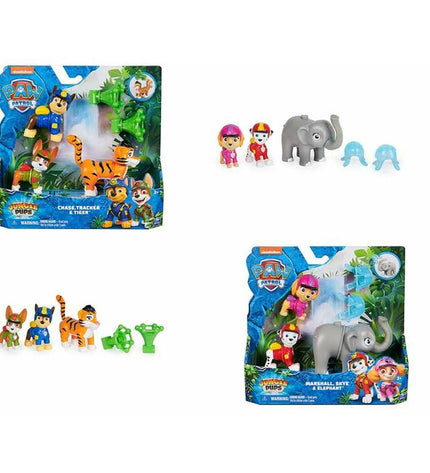 Playset The Paw Patrol Jungle with four toy figures, featuring jungle-themed characters and accessories for imaginative play.