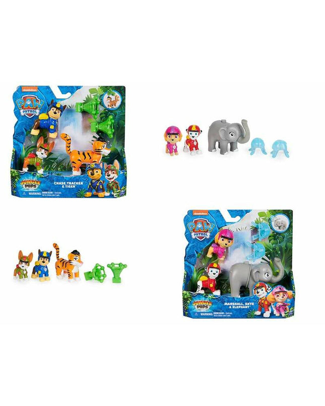Playset The Paw Patrol Jungle with four toy figures, featuring jungle-themed characters and accessories for imaginative play.