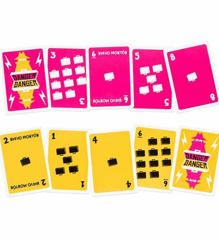 Asmodee Danger Danger card game from the speelgoed en games collection, featuring colorful game components and cards.