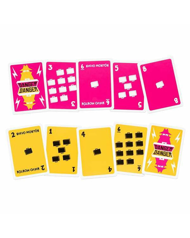 Asmodee Danger Danger card game from the speelgoed en games collection, featuring colorful game components and cards.