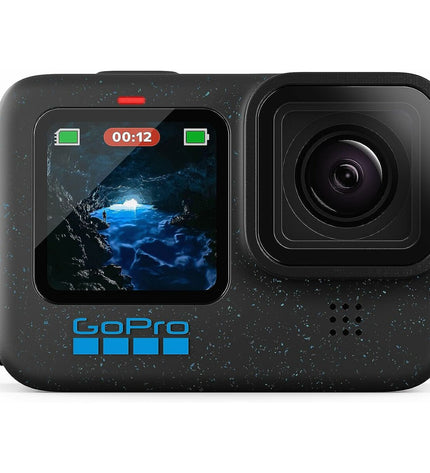 GoPro HERO12 black sport camera with rugged design and lens, ideal for outdoor and action filming.
