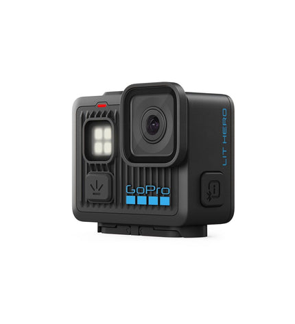 Black GoPro CHDHF-132-EU digital camera with lens and buttons, designed for photography and videography.