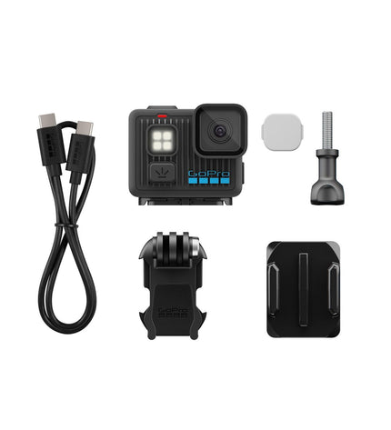 Black GoPro CHDHF-132-EU digital camera for photography and video recording, shown from the front with lens and branding visible.