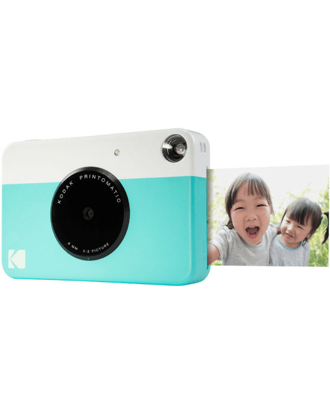 Kodak Printomatic digital camera with compact design, showcasing the camera body and lens for instant photo printing.