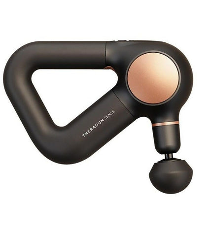 Therabody Theragun Sense electric hand massager in black, designed for health and wellness, with ergonomic grip and control buttons.