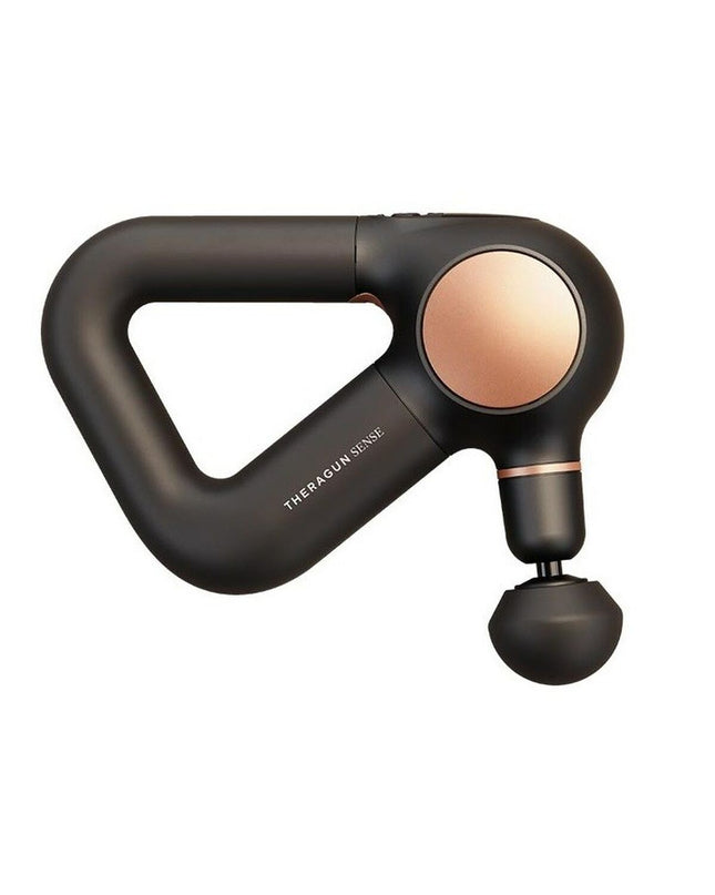Therabody Theragun Sense electric hand massager in black, designed for health and wellness, with ergonomic grip and control buttons.