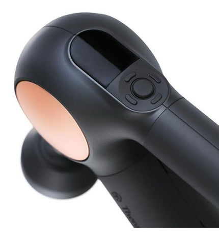Therabody Theragun Sense electric hand massager for health and wellness, showing the device with textured grip and control buttons.