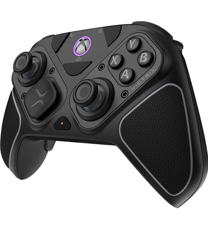 Turtle Beach Xbox One remote control for electronic gaming consoles, featuring buttons and sleek black design.