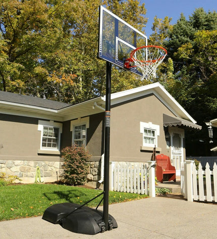 Lifetime basketball hoop for outdoor sports, 305 cm height, sturdy backboard and net for basketball games.