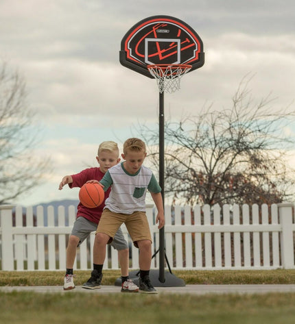 Lifetime basketball hoop for outdoor sports, 222 cm backboard, featuring a durable basketball system for outdoor play.