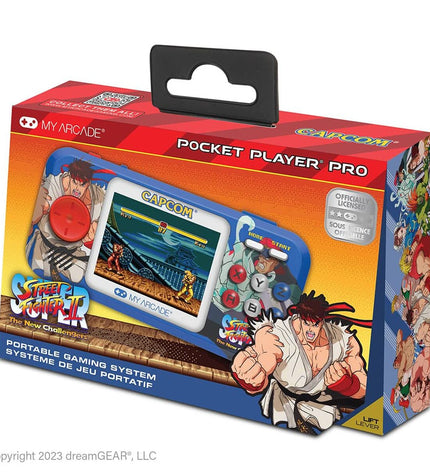 My Arcade portable retro game console with colorful buttons and screen, featuring classic electronic toy gameplay.