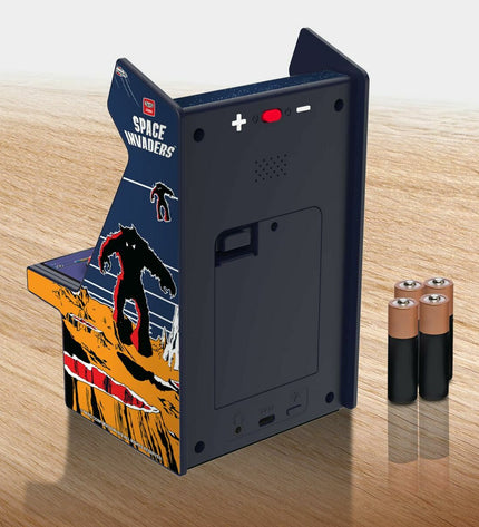 My Arcade portable retro game console with colorful buttons and screen, designed for playing classic electronic games.