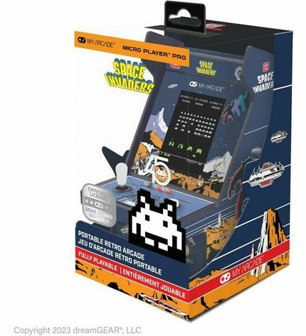 My Arcade portable retro game console with colorful buttons and screen, designed for playing classic electronic games on the go.