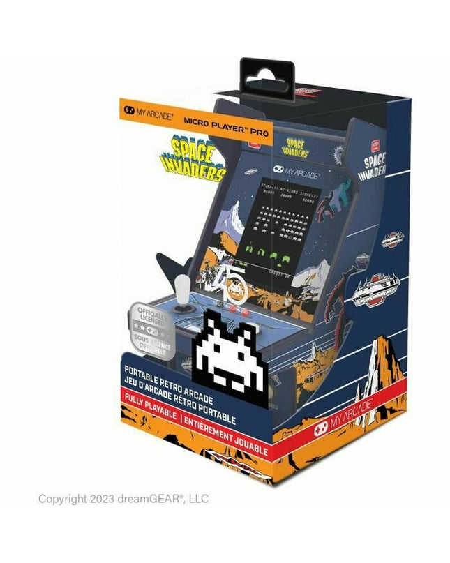 My Arcade portable retro game console with colorful buttons and screen, designed for playing classic electronic games on the go.