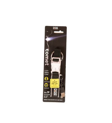 Dog Gone Smart black dog collar with 12 LED lights, designed for visibility and safety during nighttime walks.