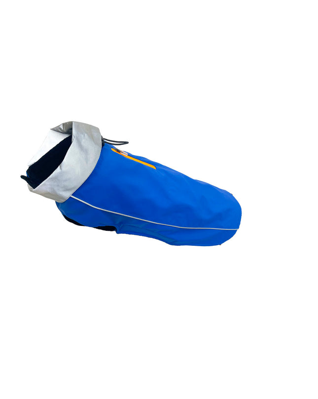 Blue Dog Gone Smart raincoat for dogs, 30 cm, waterproof dog jacket with reflective details, designed for outdoor protection.