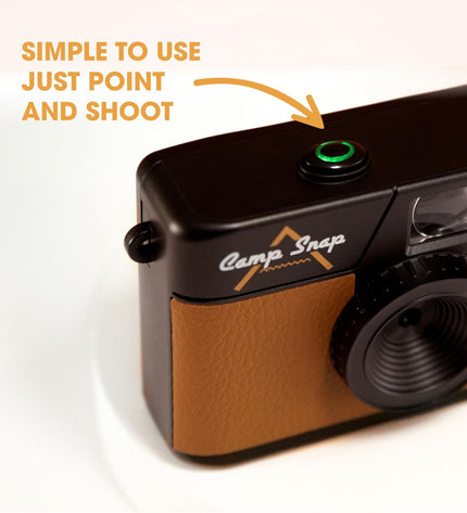 Camp Snap Digitale Camera Camp Snap CS-V105-BR-WW in zwart, compact electronic camera for photography and video recording.