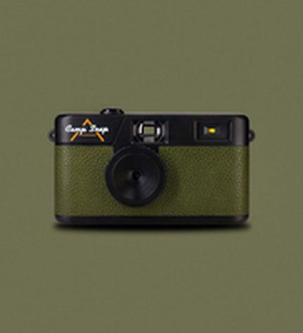 Camp Snap Digitale Camera Camp Snap CS-V105-GR-WW in olive green showing front view with lens and controls.