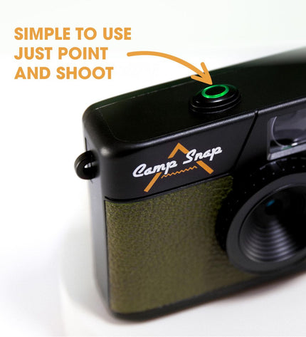 Camp Snap Digitale Camera Camp Snap CS-V105-GR-WW in olive green, compact electronic camera for photography and videography.