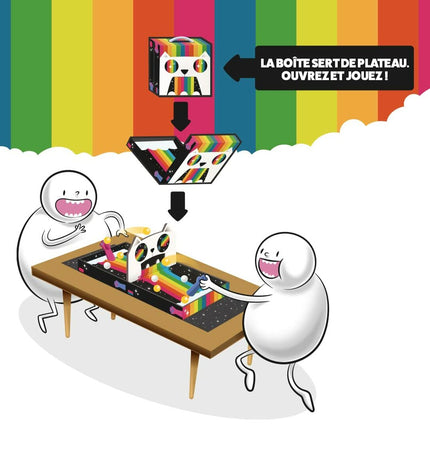 Asmodee Le Jeu des Cat-Tapultes board game with colorful components and cat-themed game pieces for fun family play.